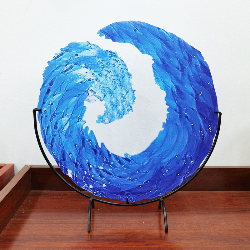Glass Sculpture of Ocean Wave - AquaWave-Small - 5 in-Nora Luxe