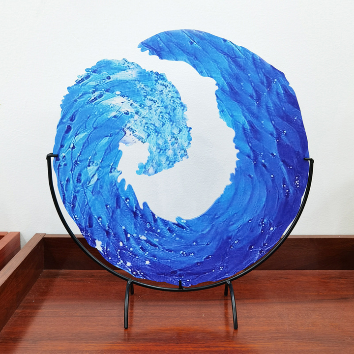 Glass Sculpture of Ocean Wave - AquaWave-Small - 5 in-Nora Luxe