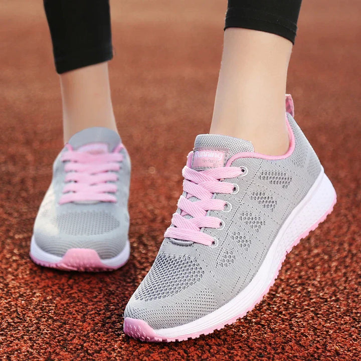 GlideFit Comfort | Casual Orthopaedic Women's Running Shoe-Grey & Pink-4.5-Nora Luxe