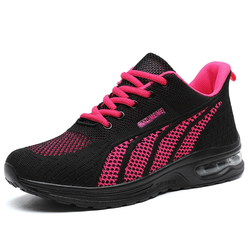 GlideMotion Run | Ergonomic Trainers with Cushioned Heel for Women-Black Pink-4.5-Nora Luxe