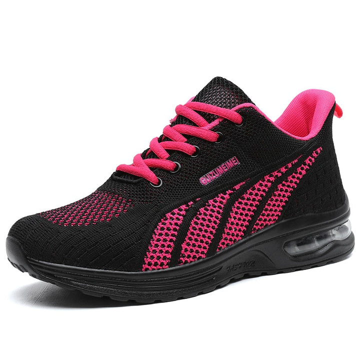 GlideMotion Run | Ergonomic Trainers with Cushioned Heel for Women-Black Pink-4.5-Nora Luxe