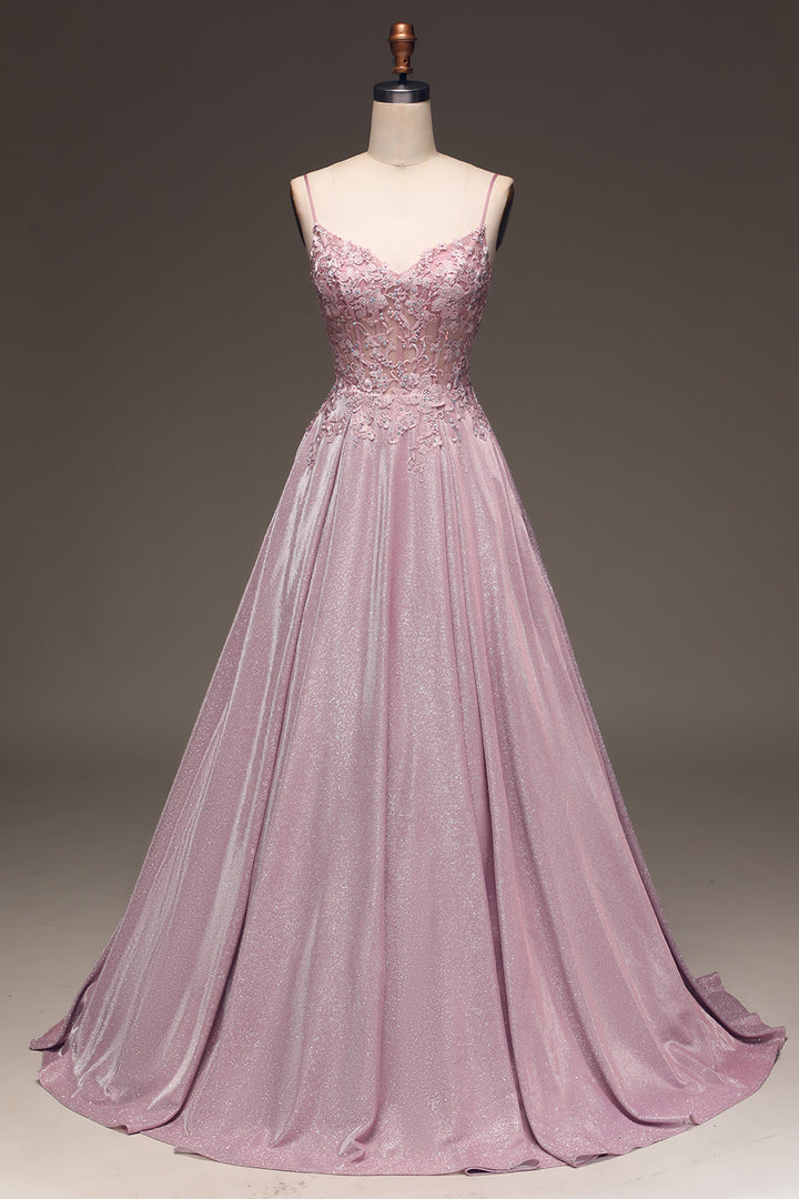 Glistening Blush A-Line Ballgown - Clara-Blush Pink-0-Nora Luxe