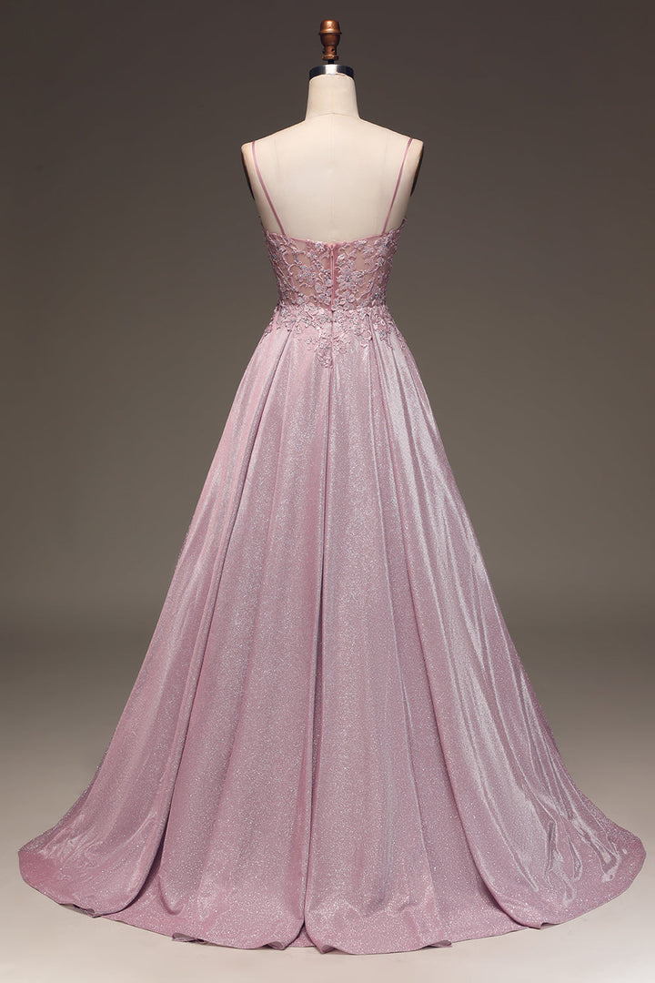Glistening Blush A-Line Ballgown - Clara-Blush Pink-0-Nora Luxe