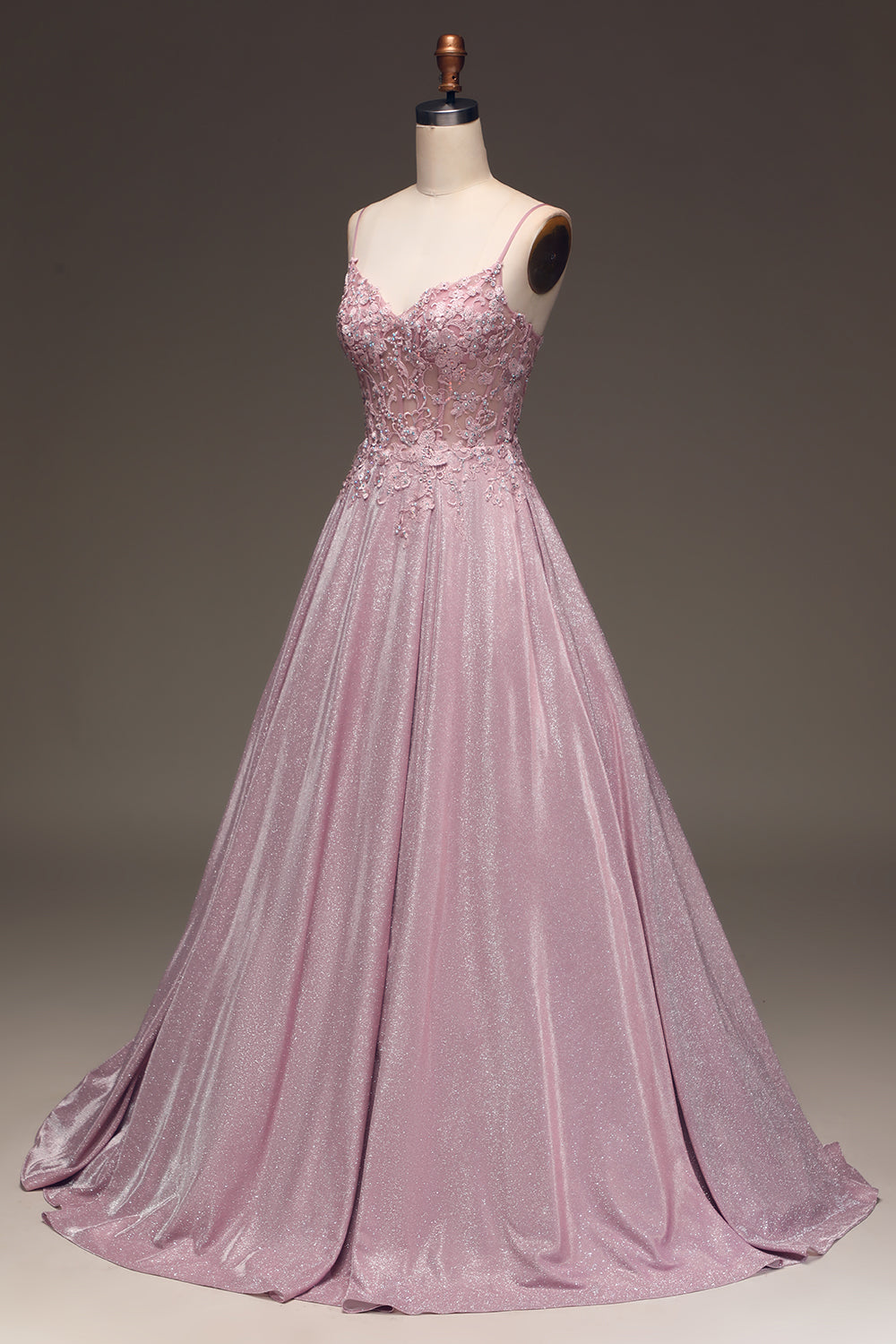 Glistening Blush A-Line Ballgown - Clara-Blush Pink-0-Nora Luxe
