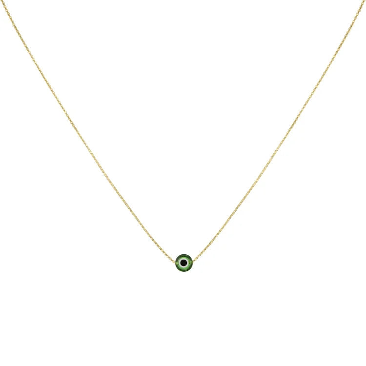 Glossy Nazar Necklace - Amira-Green-Gold-Nora Luxe