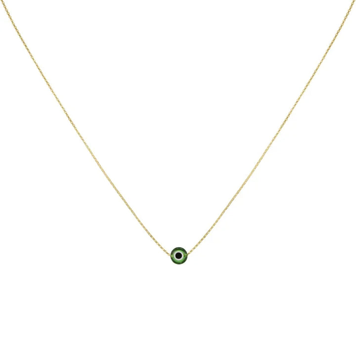 Glossy Nazar Necklace - Amira-Green-Gold-Nora Luxe