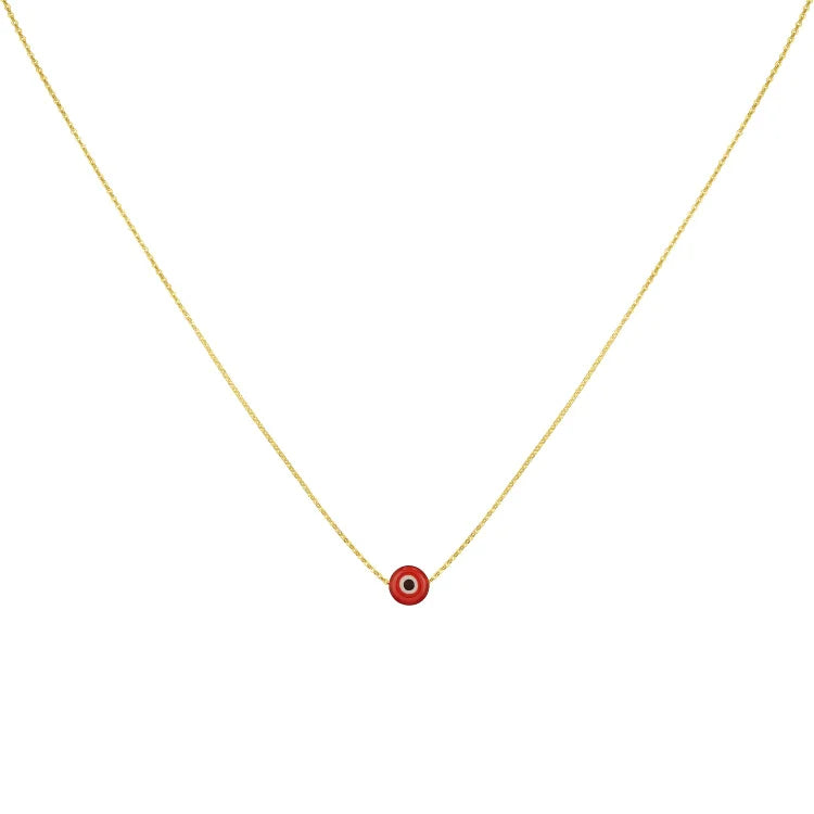 Glossy Nazar Necklace - Amira-Red-Gold-Nora Luxe