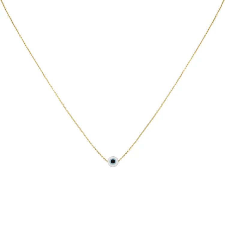 Glossy Nazar Necklace - Amira-White-Gold-Nora Luxe