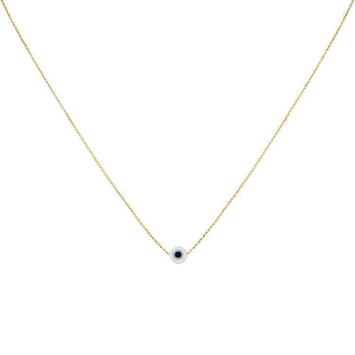 Glossy Nazar Necklace - Amira-White-Gold-Nora Luxe
