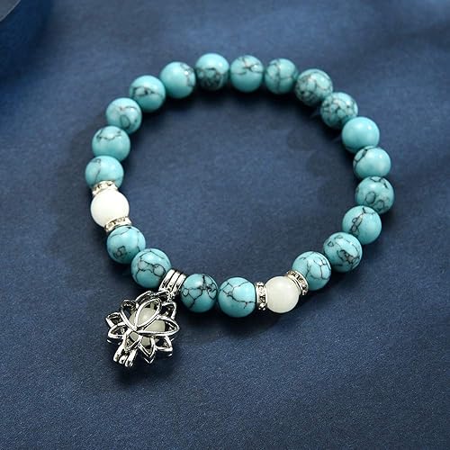 Glow-in-the-Dark Lotus Bracelet | Elegant Women's Jewellery-Blue-Aqua-Nora Luxe
