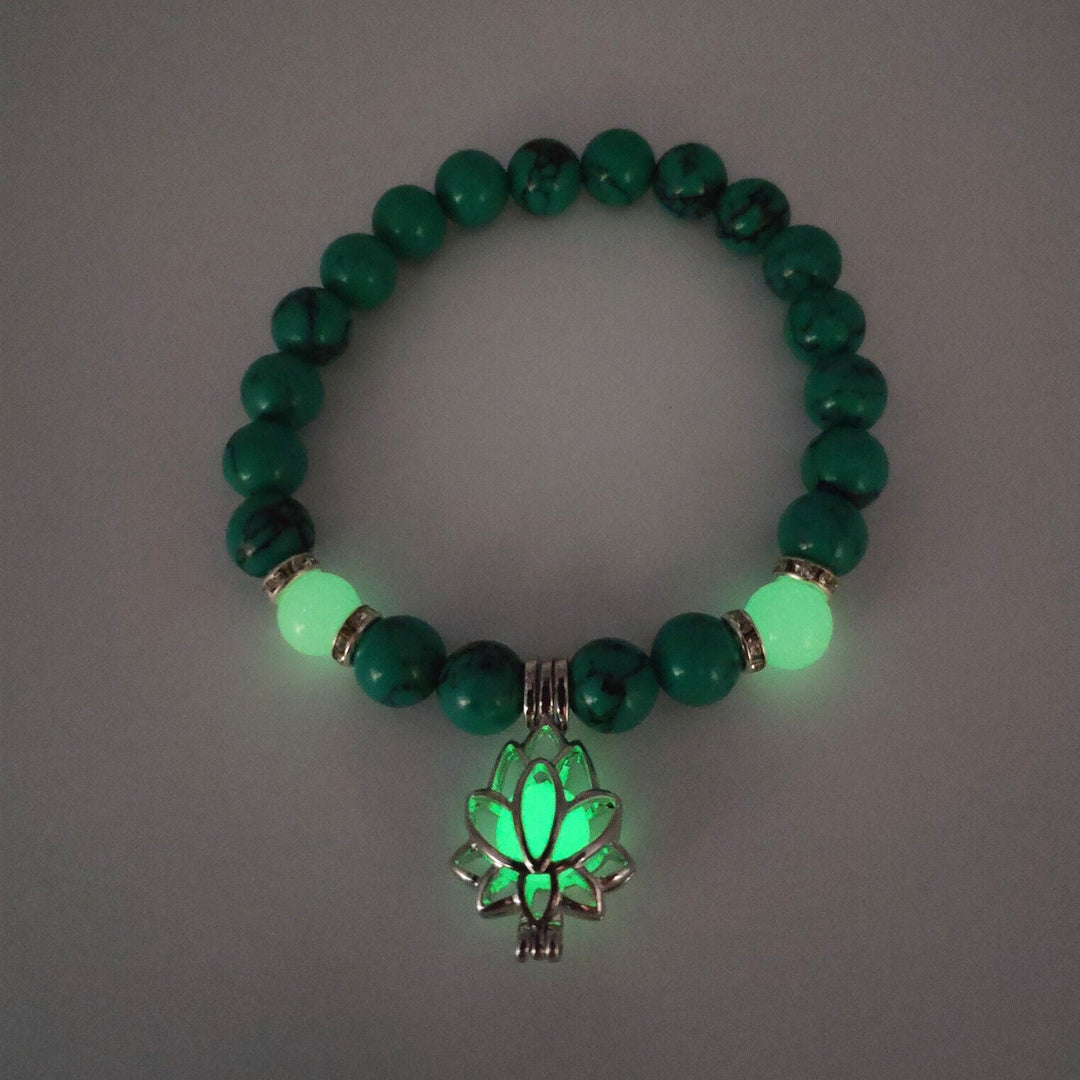 Glow-in-the-Dark Lotus Bracelet | Elegant Women's Jewellery-Blue-Aqua-Nora Luxe