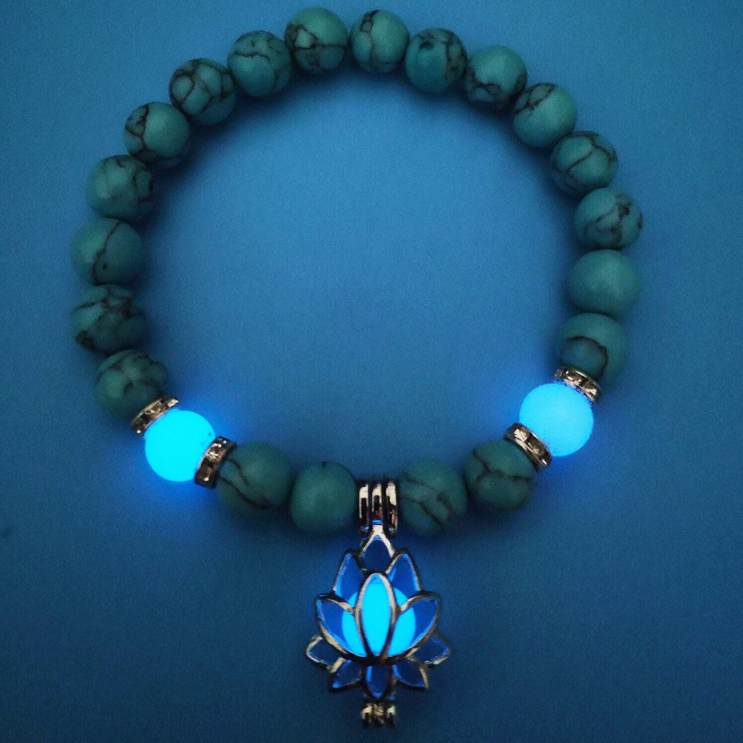 Glow-in-the-Dark Lotus Bracelet | Elegant Women's Jewellery-Blue-Aqua-Nora Luxe