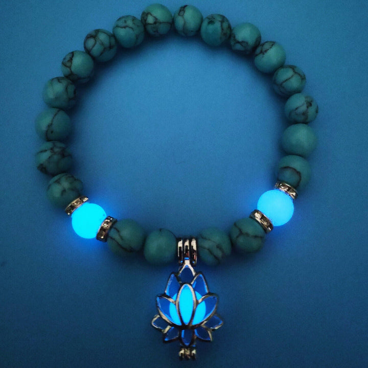 Glow-in-the-Dark Lotus Bracelet | Elegant Women's Jewellery-Blue-Aqua-Nora Luxe