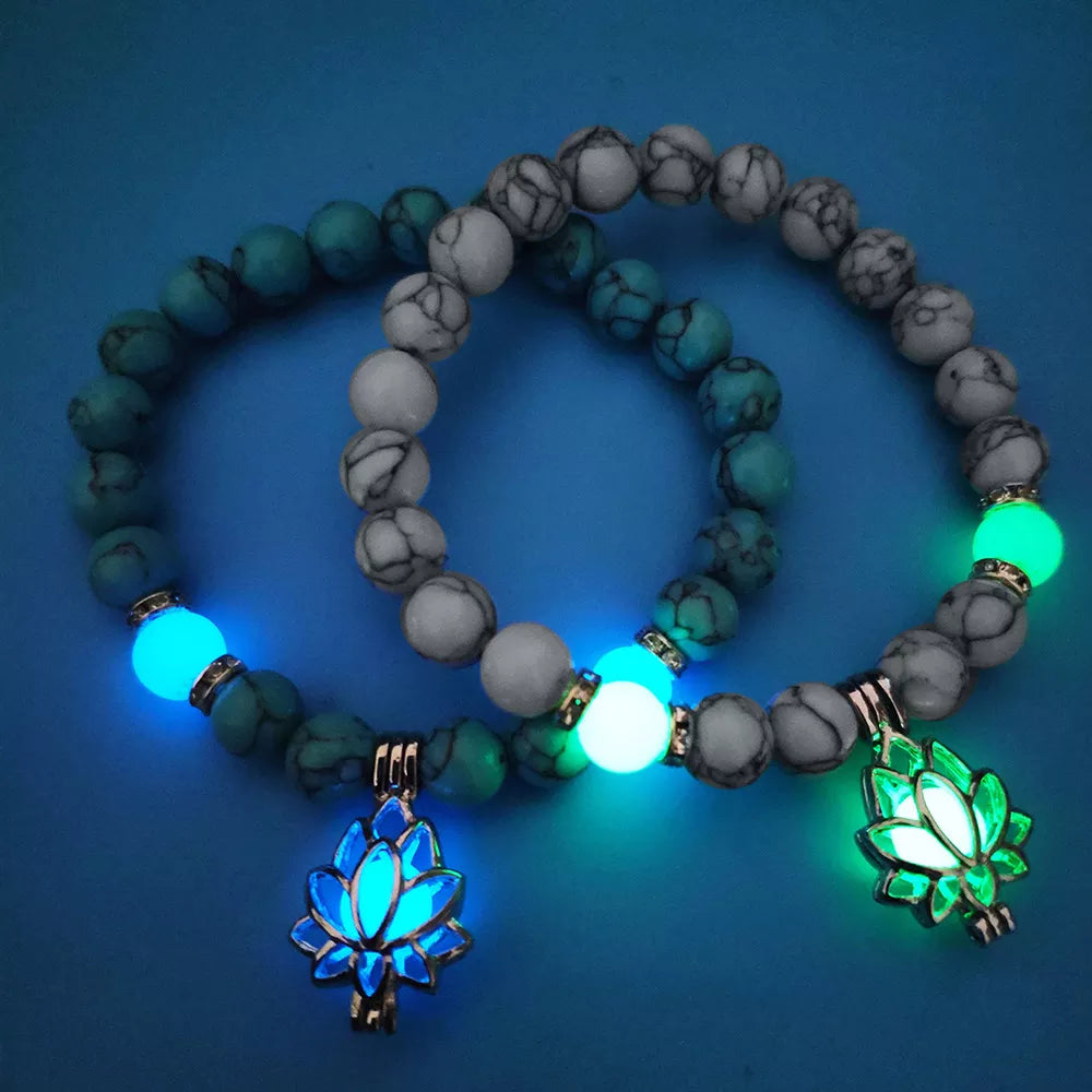 Glow-in-the-Dark Lotus Bracelet | Elegant Women's Jewellery-Blue-Aqua-Nora Luxe