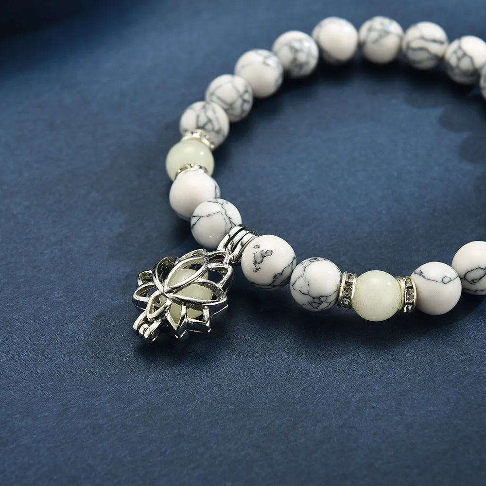 Glow-in-the-Dark Lotus Bracelet | Elegant Women's Jewellery-Blue-Aqua-Nora Luxe