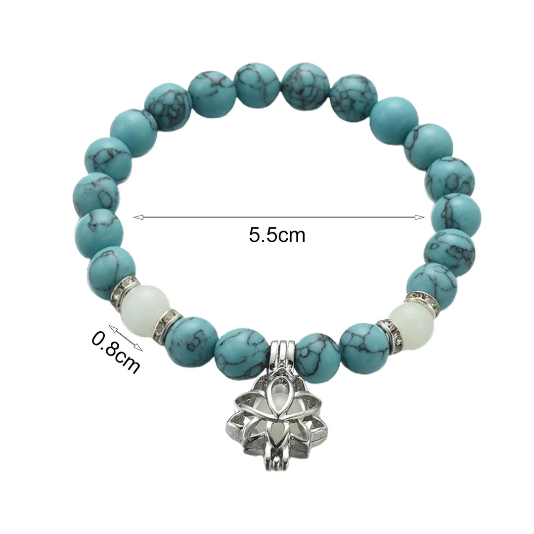Glow-in-the-Dark Lotus Bracelet | Elegant Women's Jewellery-Blue-Aqua-Nora Luxe