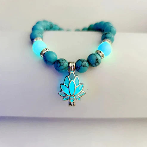 Glow-in-the-Dark Lotus Bracelet | Elegant Women's Jewellery-Blue-Aqua-Nora Luxe