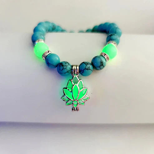 Glow-in-the-Dark Lotus Bracelet | Elegant Women's Jewellery-Blue-Green-Nora Luxe