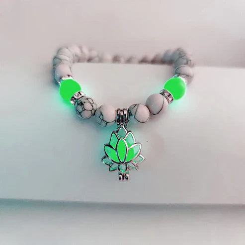 Glow-in-the-Dark Lotus Bracelet | Elegant Women's Jewellery-White-Green-Nora Luxe