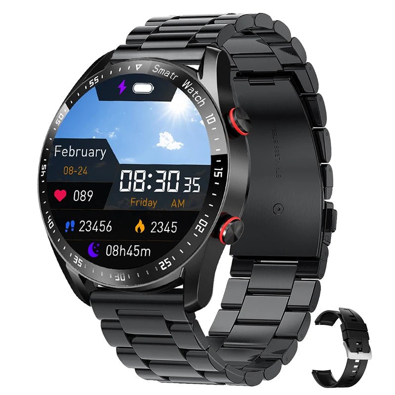 Glucose meter and Health Monitor in one watch - GlucoseGuard-Black Steel-Nora Luxe