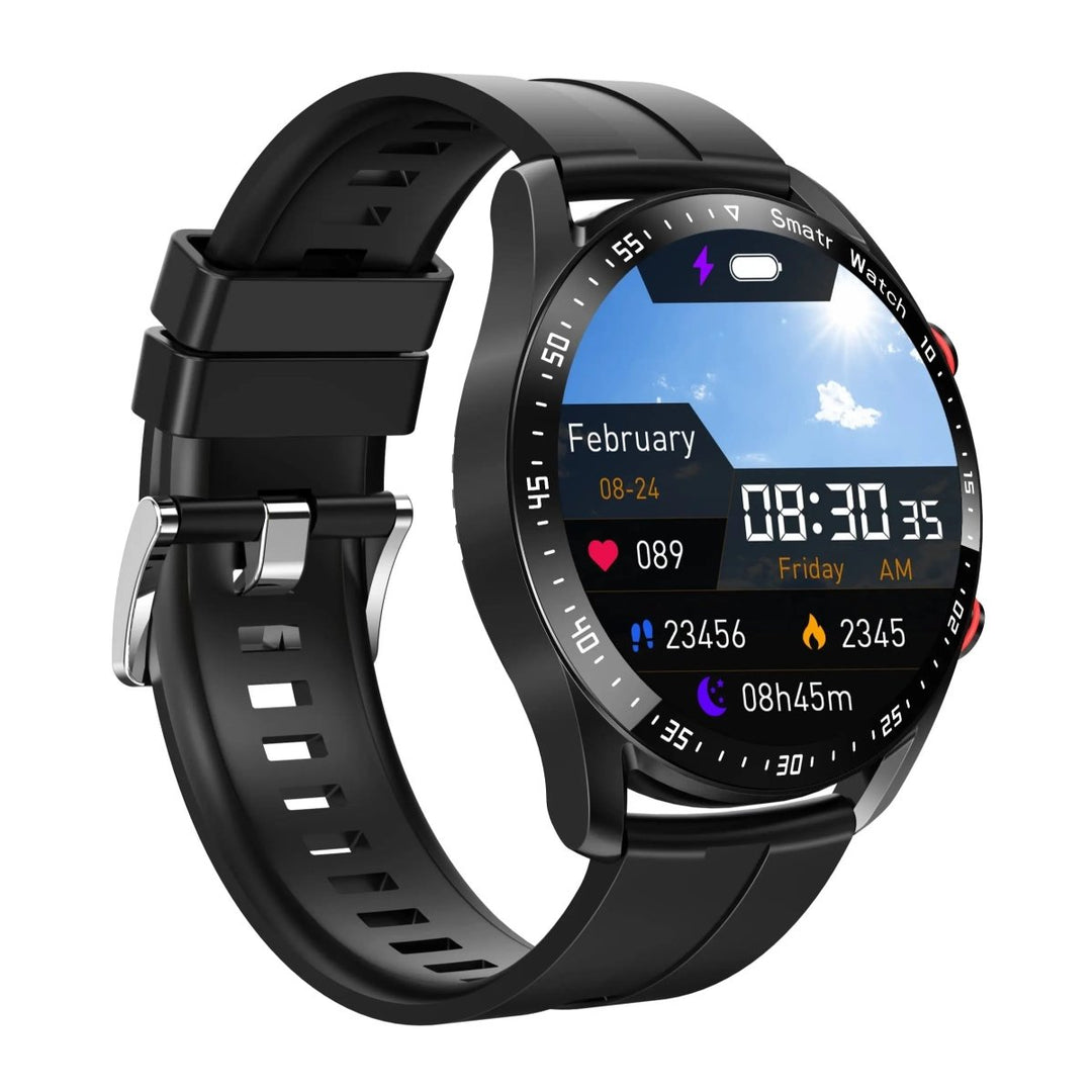 Glucose meter and Health Monitor in one watch - GlucoseGuard-Black Steel-Nora Luxe