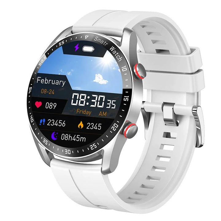 Glucose meter and Health Monitor in one watch - GlucoseGuard-Silver Silicone-Nora Luxe