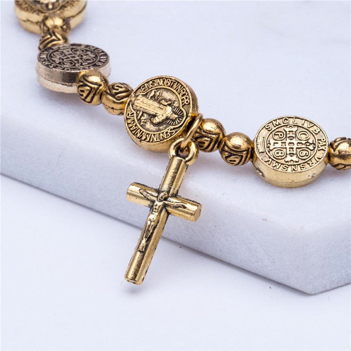 Gold and Silver Coloured Christian Cross Bracelet - Solana-Gold-Nora Luxe