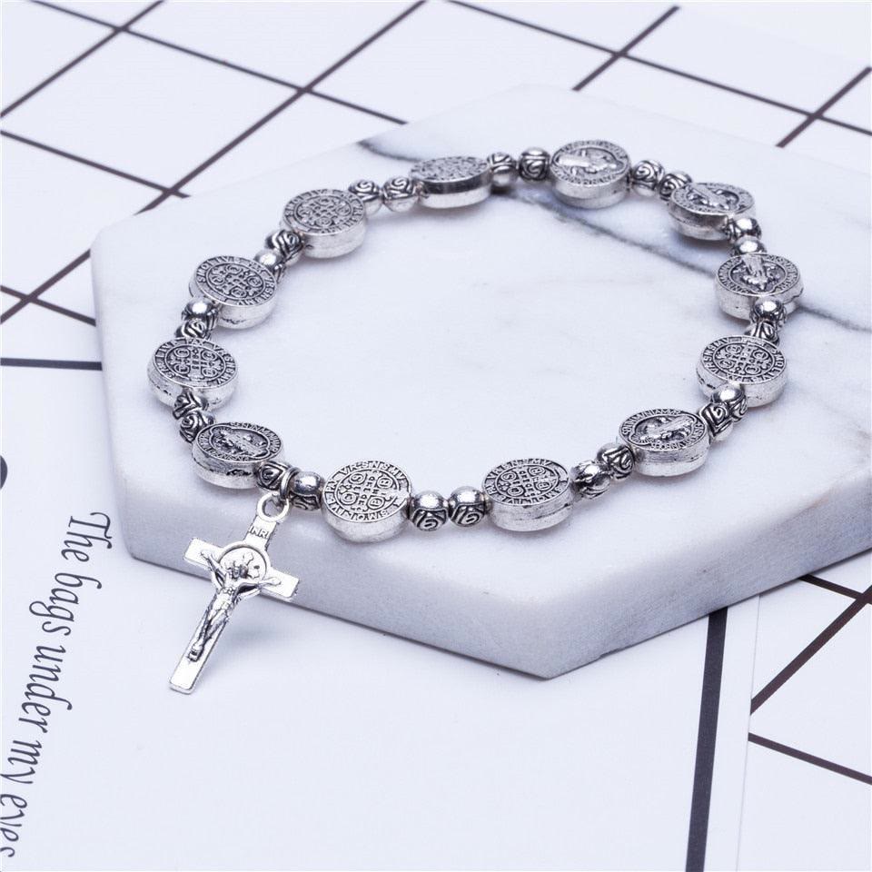 Gold and Silver Coloured Christian Cross Bracelet - Solana-Gold-Nora Luxe