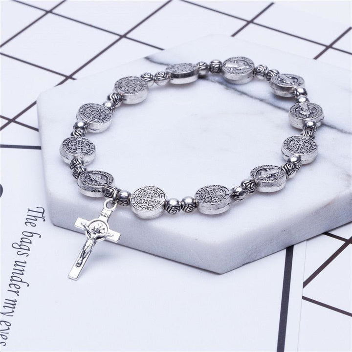 Gold and Silver Coloured Christian Cross Bracelet - Solana-Gold-Nora Luxe