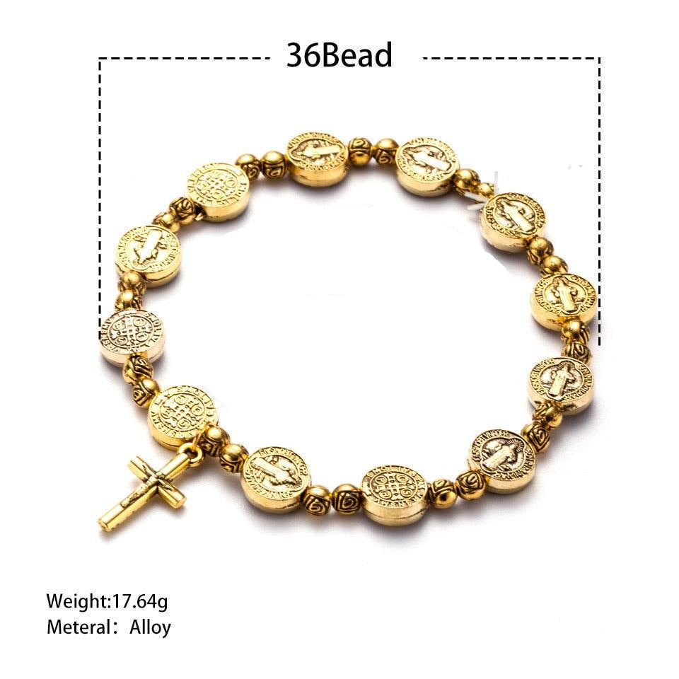 Gold and Silver Coloured Christian Cross Bracelet - Solana-Gold-Nora Luxe