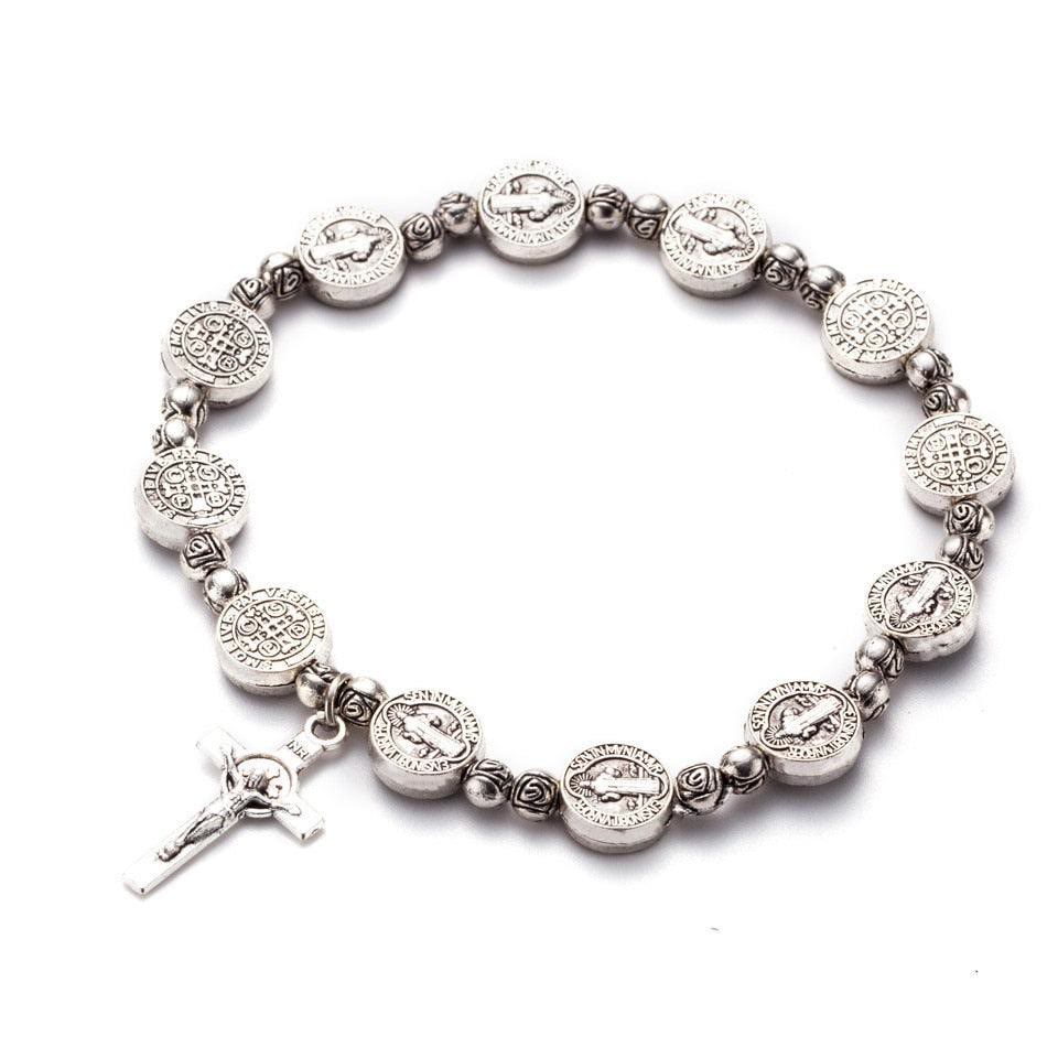 Gold and Silver Coloured Christian Cross Bracelet - Solana-Silver-Nora Luxe