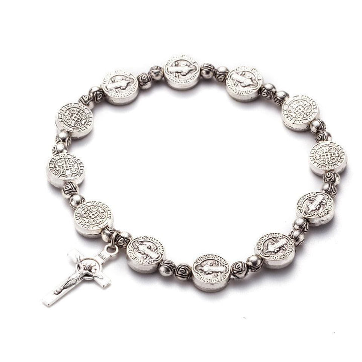 Gold and Silver Coloured Christian Cross Bracelet - Solana-Silver-Nora Luxe