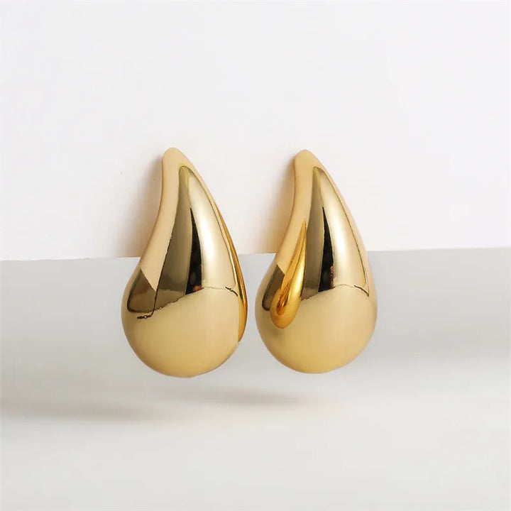 Gold Coloured Drop Earrings | Sparkling Crystals-Nora Luxe