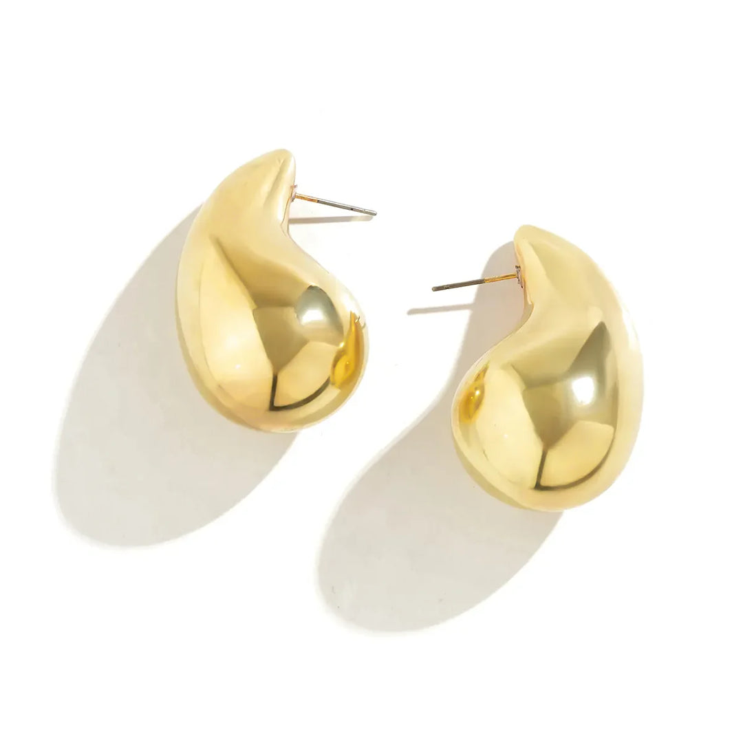 Gold Coloured Drop Earrings | Sparkling Crystals-Nora Luxe
