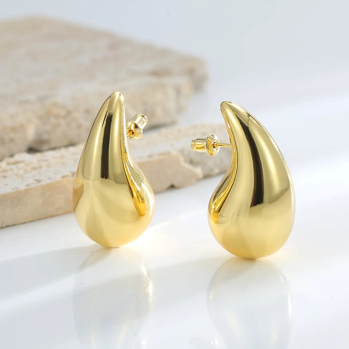 Gold Coloured Drop Earrings | Sparkling Crystals-Nora Luxe