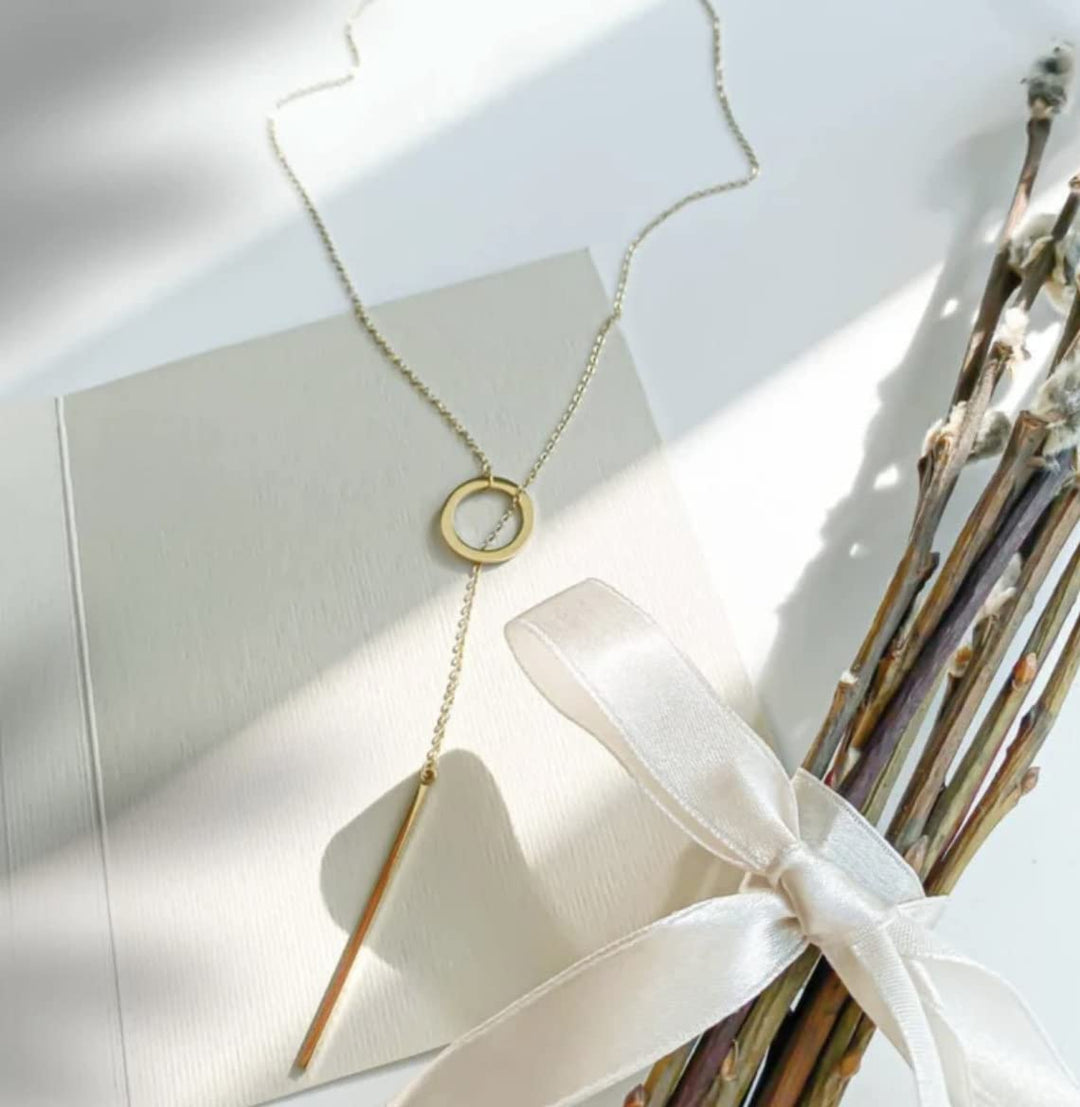 Gold Drop Bar Lariat Necklace | Elegant Women's Jewellery | Versatile Style-GOLD-Nora Luxe