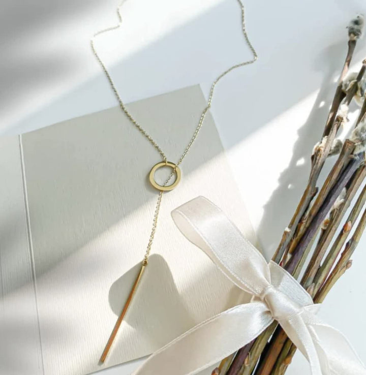 Gold Drop Bar Lariat Necklace | Elegant Women's Jewellery | Versatile Style-GOLD-Nora Luxe