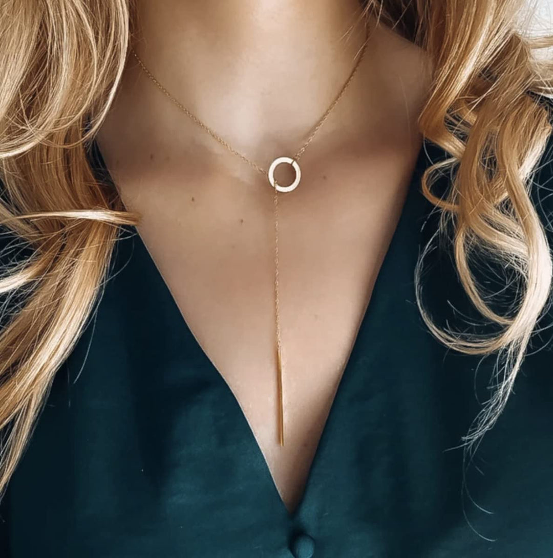 Gold Drop Bar Lariat Necklace | Elegant Women's Jewellery | Versatile Style-GOLD-Nora Luxe