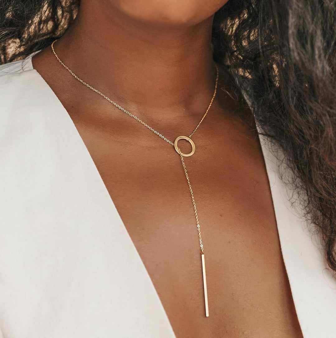 Gold Drop Bar Lariat Necklace | Elegant Women's Jewellery | Versatile Style-GOLD-Nora Luxe