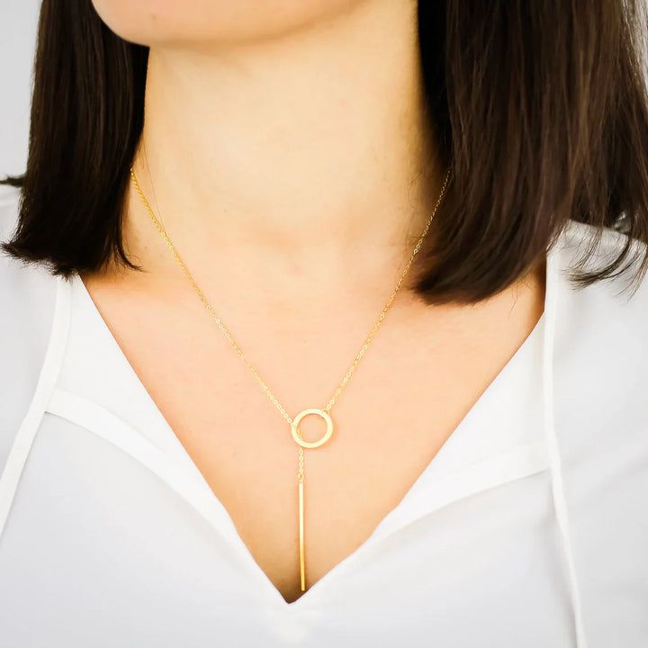 Gold Drop Bar Lariat Necklace | Elegant Women's Jewellery | Versatile Style-GOLD-Nora Luxe