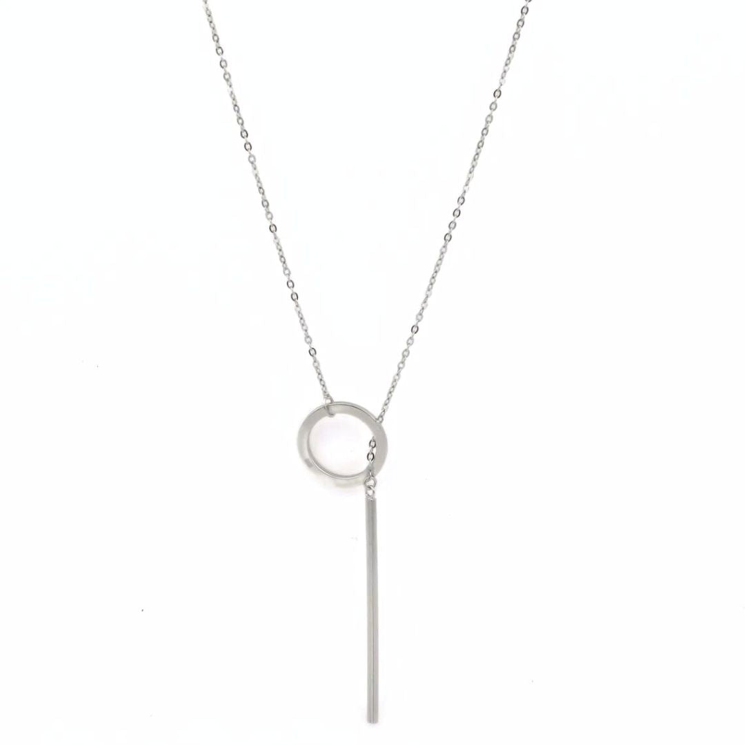 Gold Drop Bar Lariat Necklace | Elegant Women's Jewellery | Versatile Style-SILVER-Nora Luxe