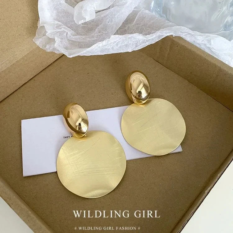 Gold Earrings with Round Pendants - Amaya-Nora Luxe