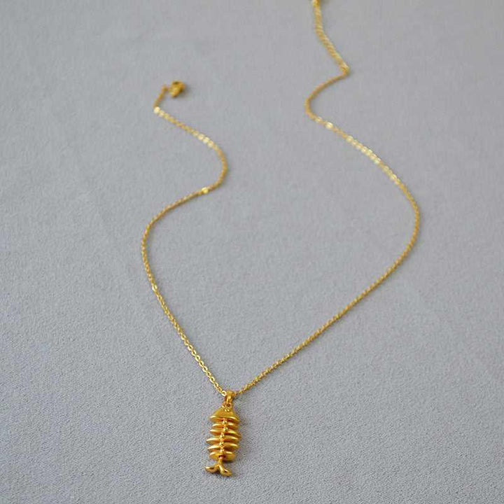 Gold Fishbone Necklace - Noelle-Nora Luxe