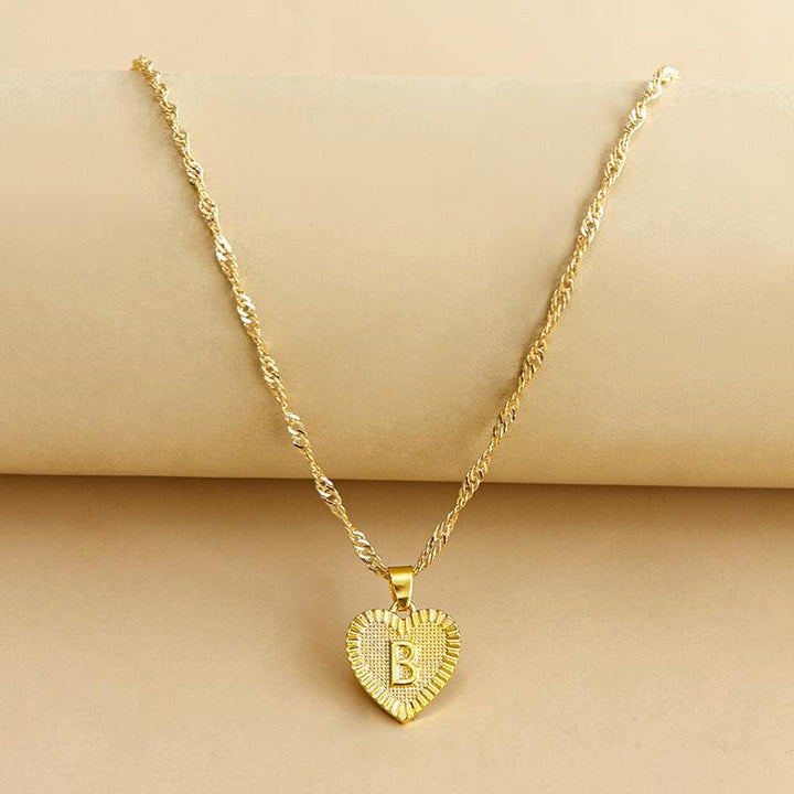 Gold Initial Heart Pendant Necklace - Amara-B-Nora Luxe