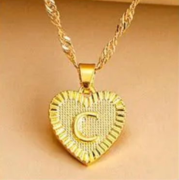 Gold Initial Heart Pendant Necklace - Amara-C-Nora Luxe