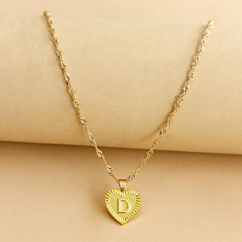 Gold Initial Heart Pendant Necklace - Amara-D-Nora Luxe