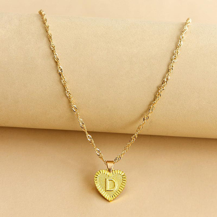 Gold Initial Heart Pendant Necklace - Amara-D-Nora Luxe