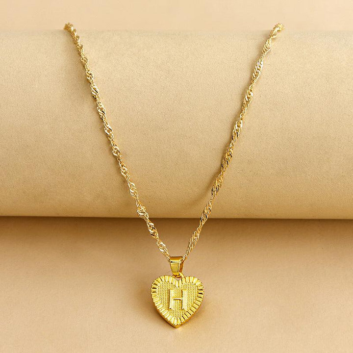 Gold Initial Heart Pendant Necklace - Amara-H-Nora Luxe