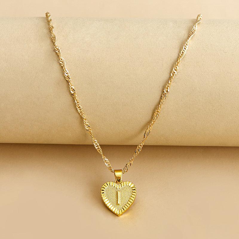 Gold Initial Heart Pendant Necklace - Amara-I-Nora Luxe