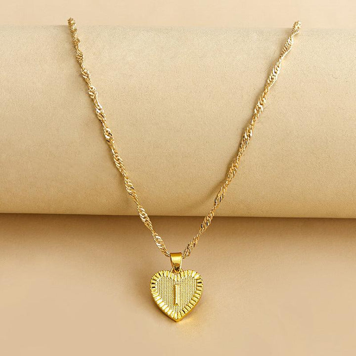 Gold Initial Heart Pendant Necklace - Amara-I-Nora Luxe